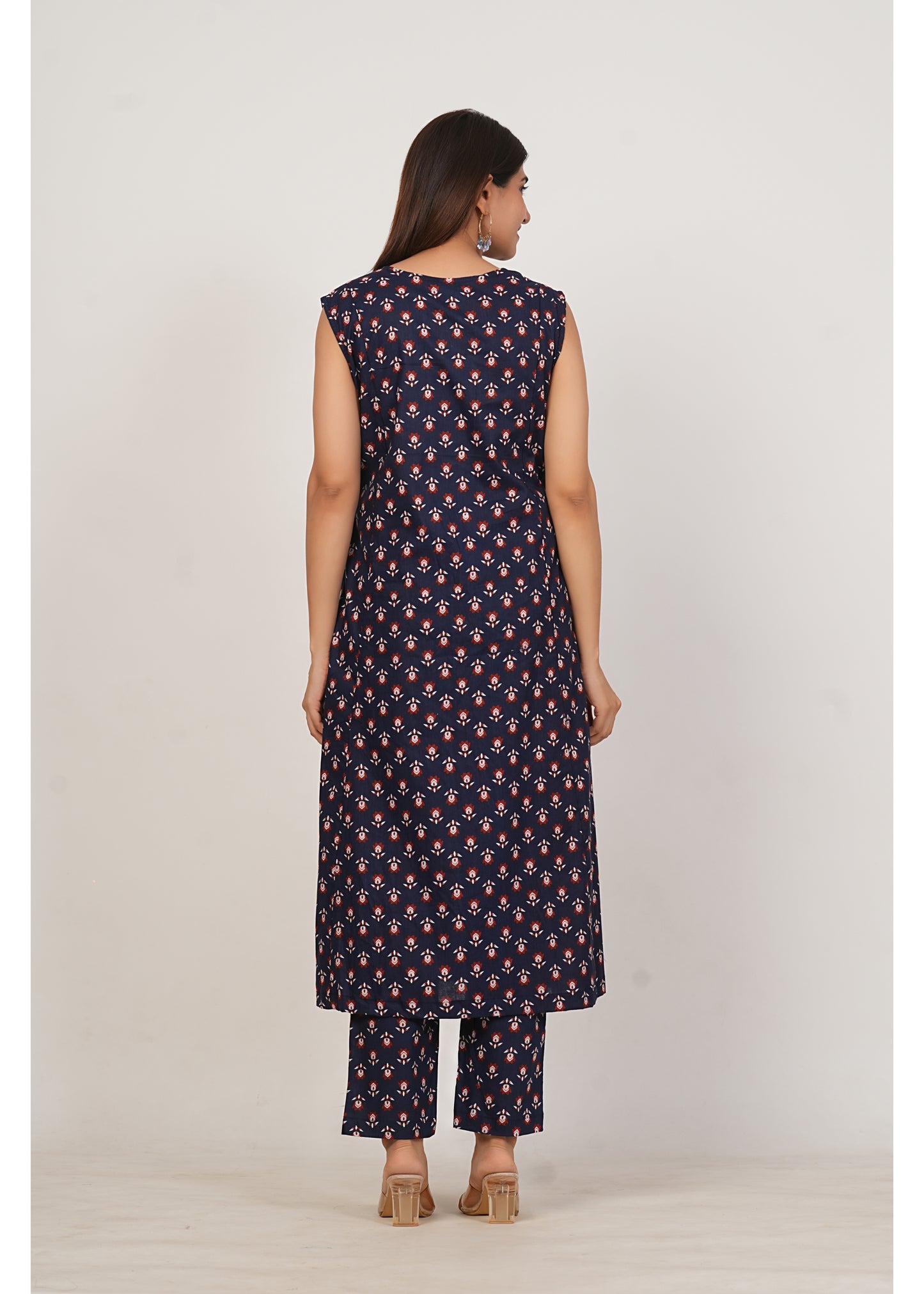 Navy Blue Pure Cotton Kurti Pant Set