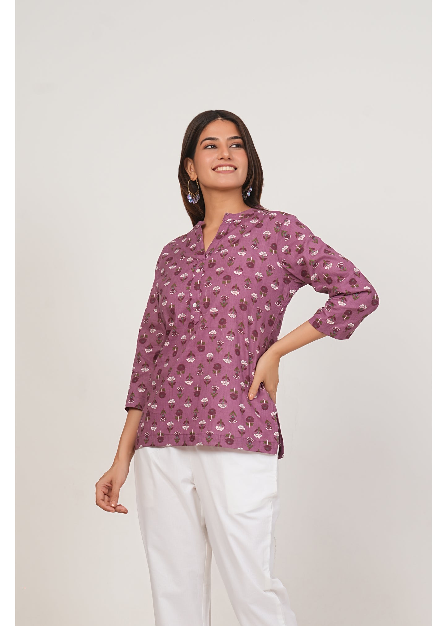 Turkish Rose Short Cotton Kurta