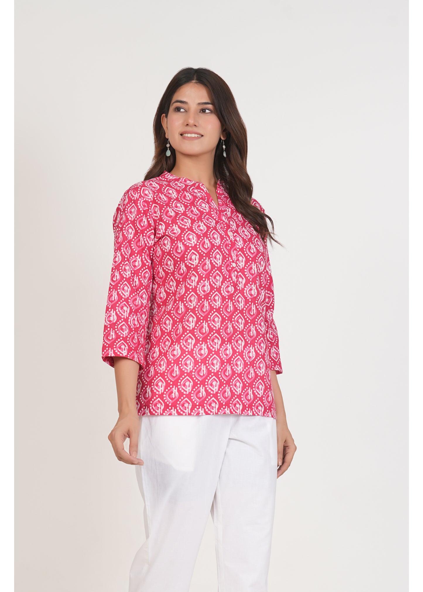 Warm Pink Short Straight Cotton Kurta