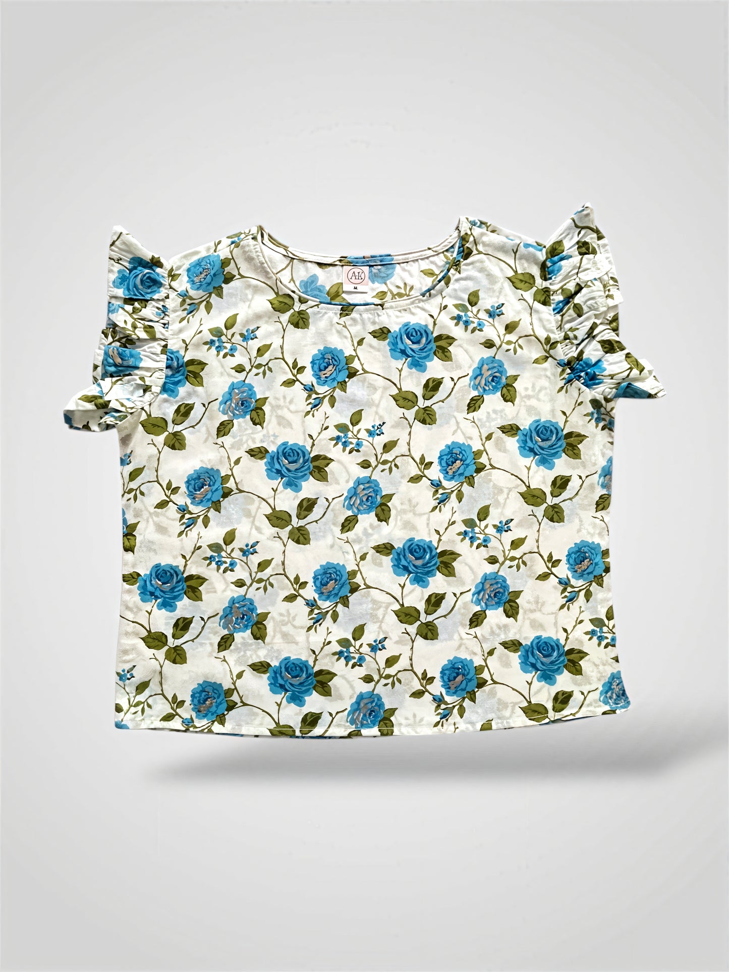 White Floral Cotton Top
