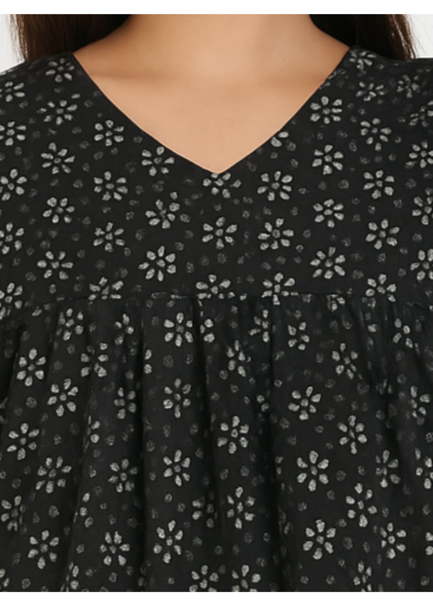 Black & White Peplum Cotton Kurti
