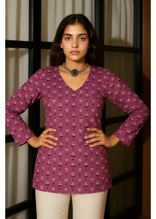 Turkish Rose Full Sleeves Short Kurti