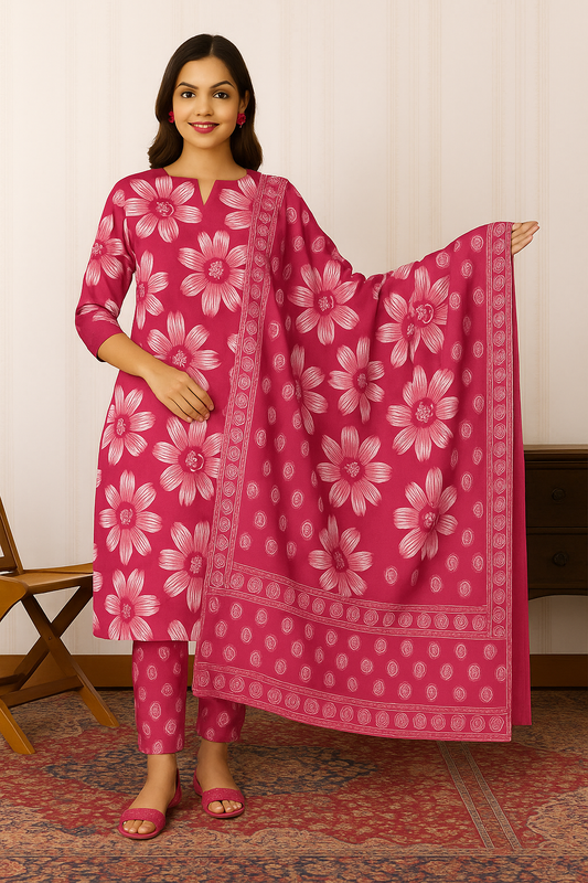Pink Cotton Suit Set