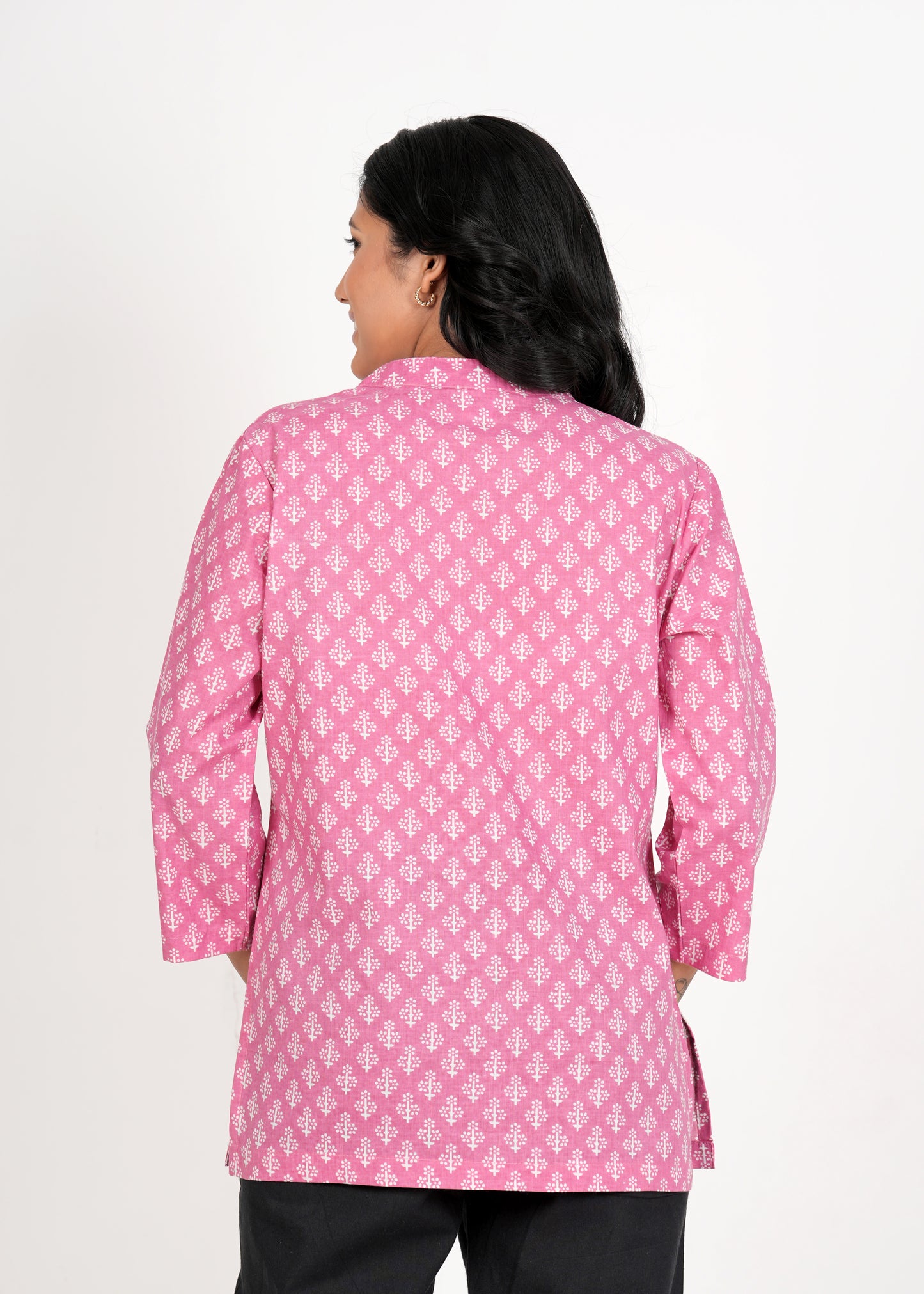 Pink Short Straight Cotton Kurta