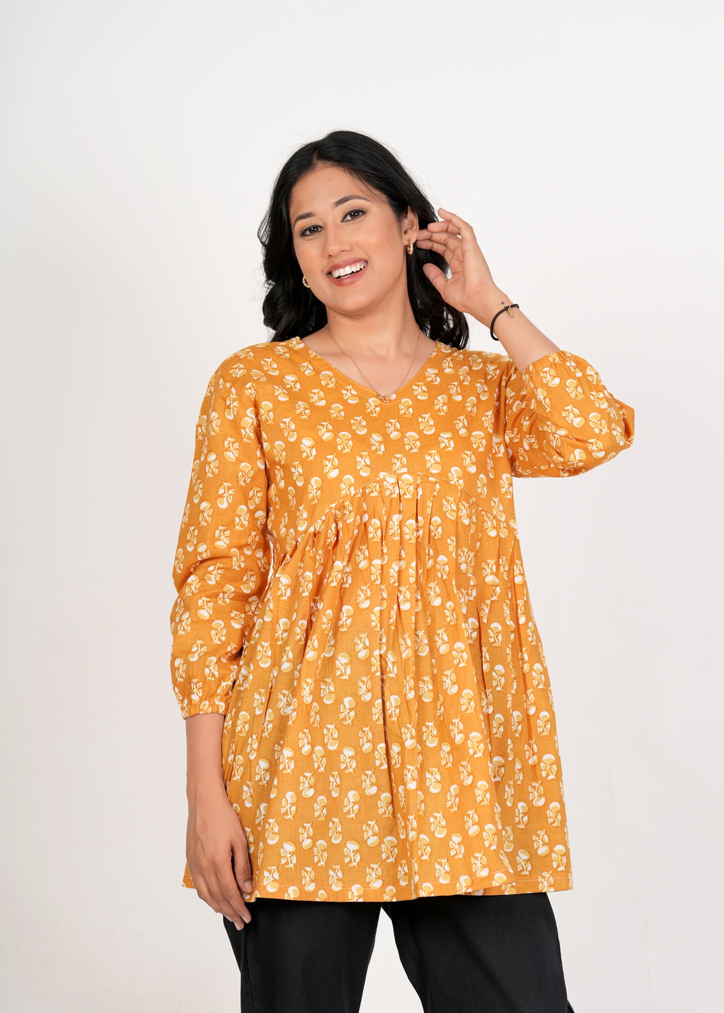 Fire Bush Peplum Cotton Kurti