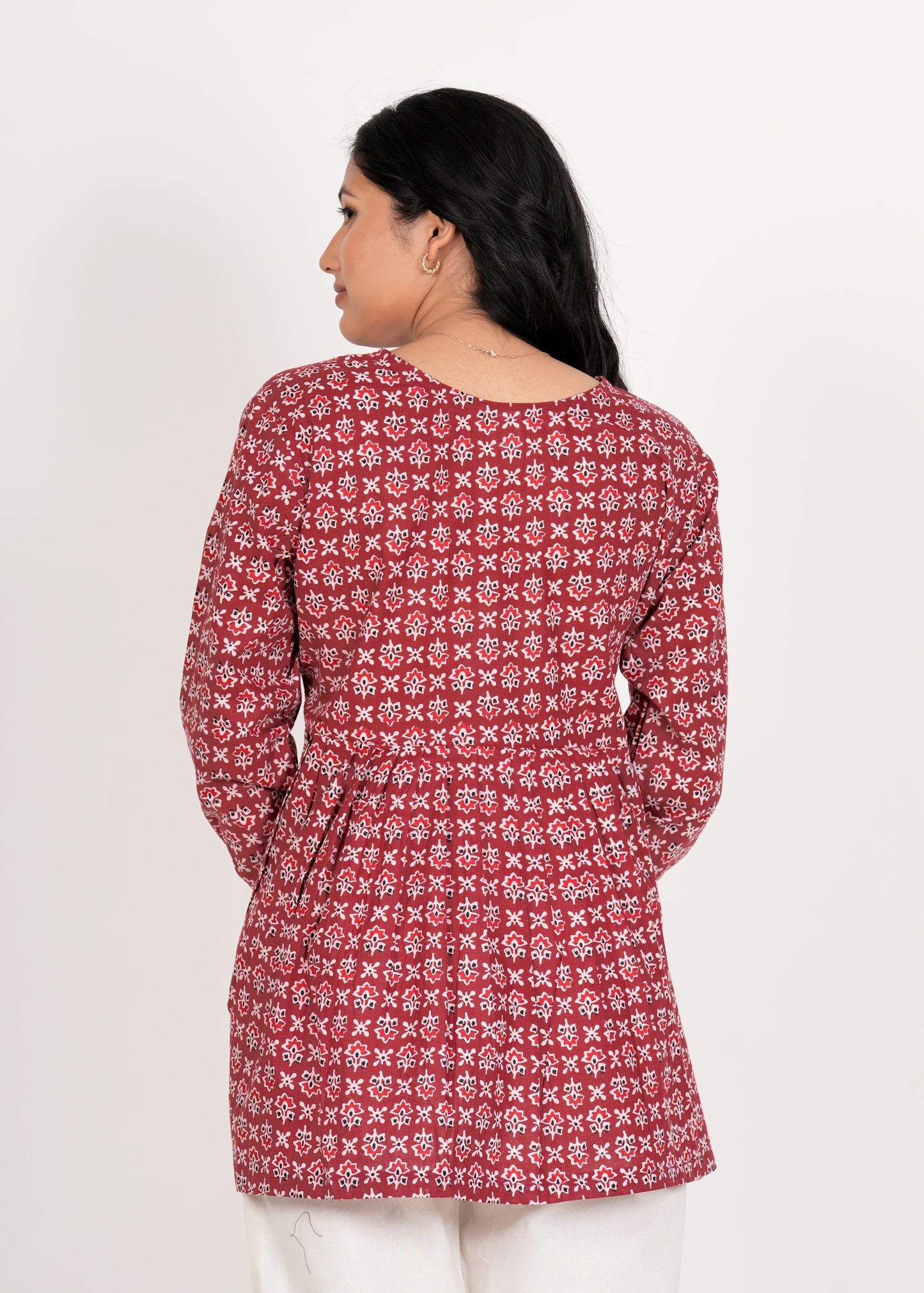 Deep Carmine Peplum Cotton Kurti