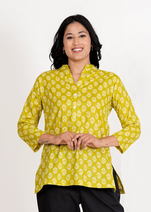 Lemon Short Straight Cotton Kurta