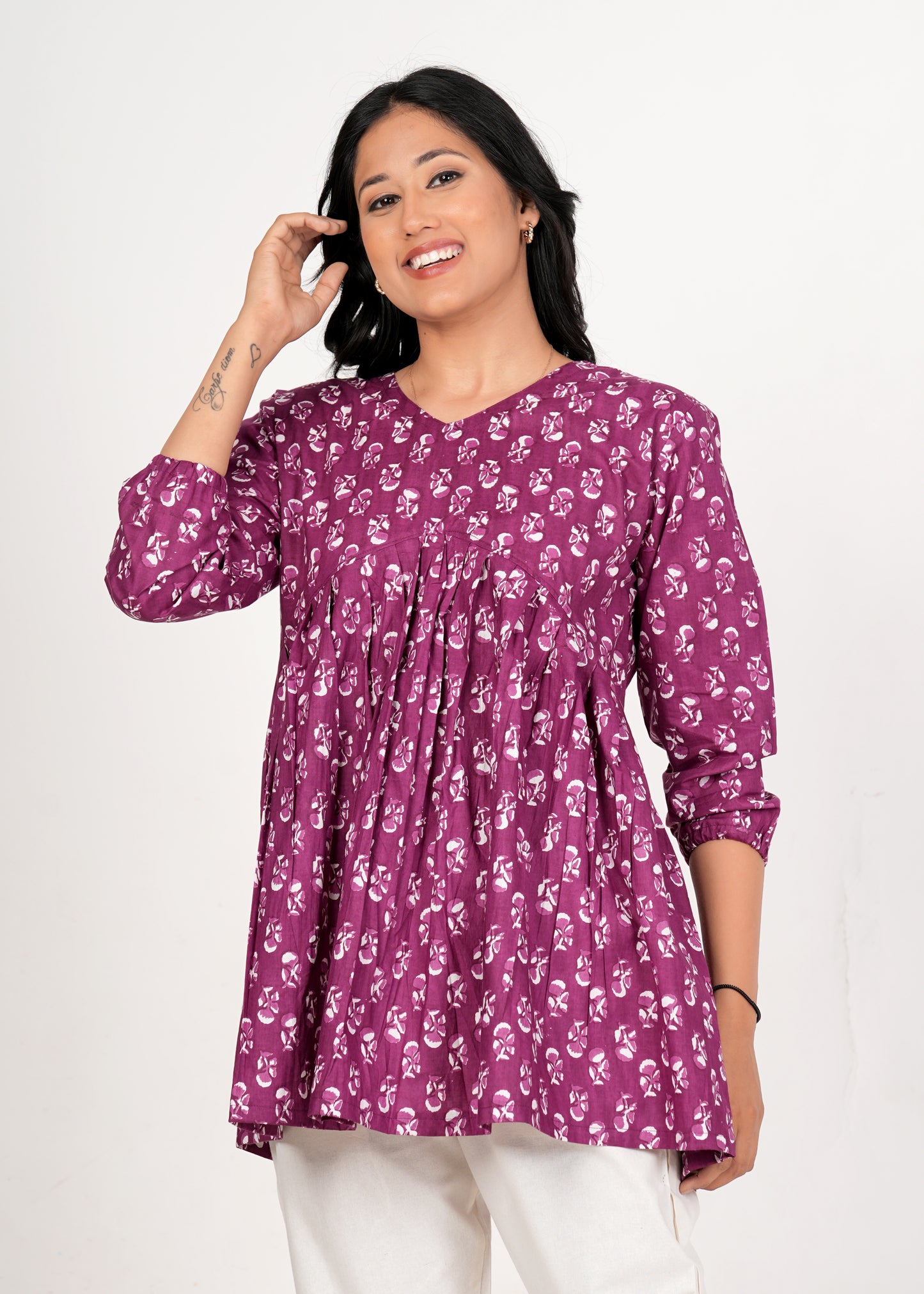 Boysenberry Peplum Cotton Kurti