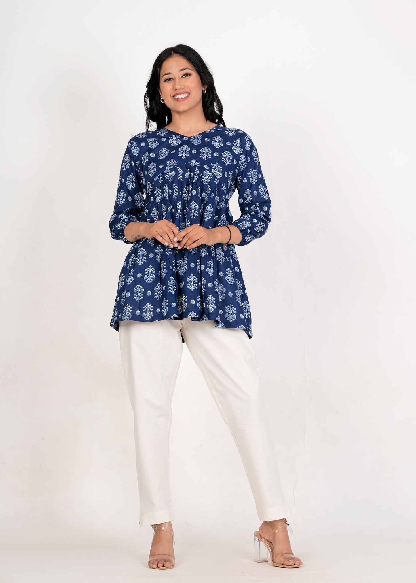 Cloud Burst Peplum Cotton Kurti