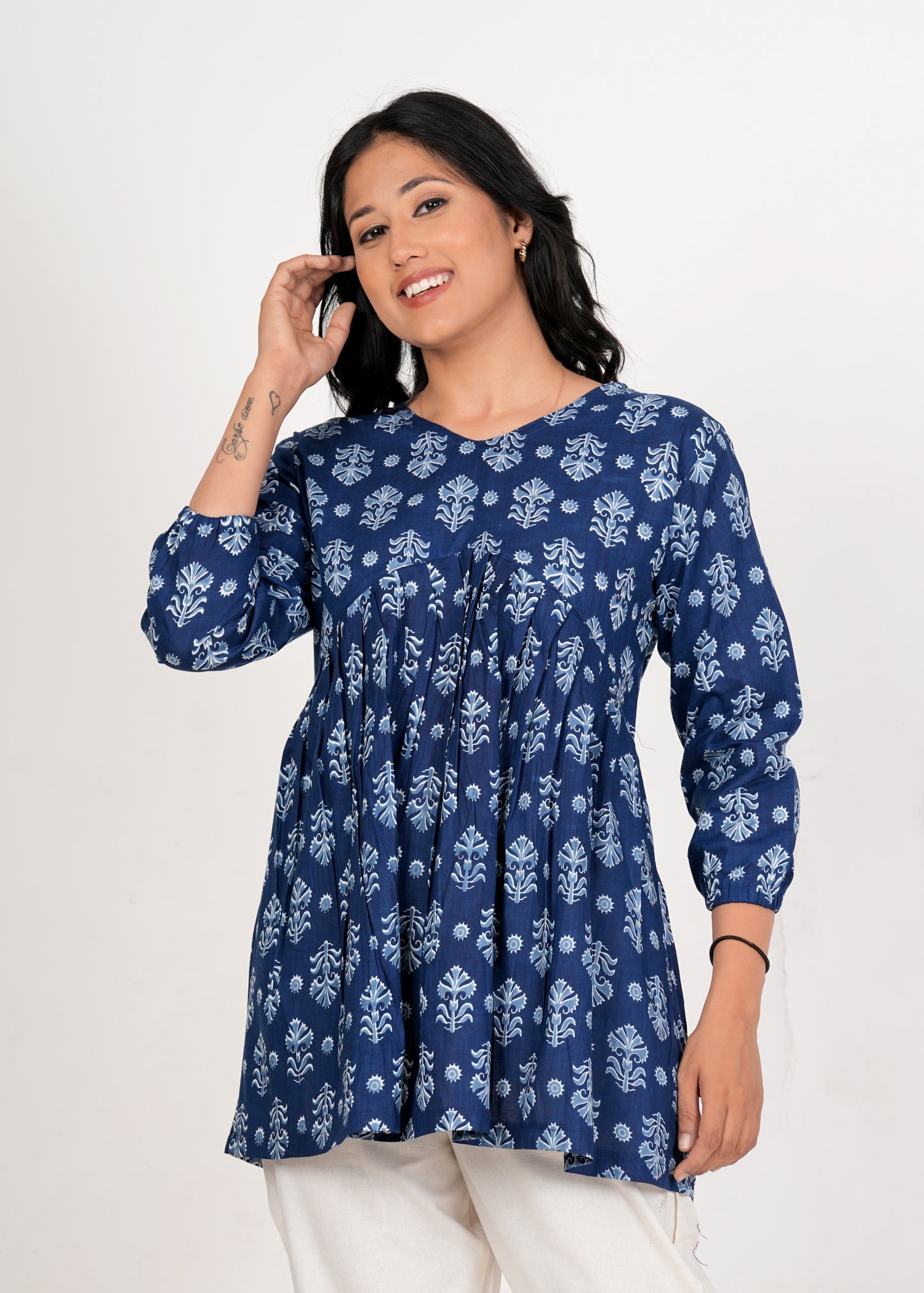 Cloud Burst Peplum Cotton Kurti