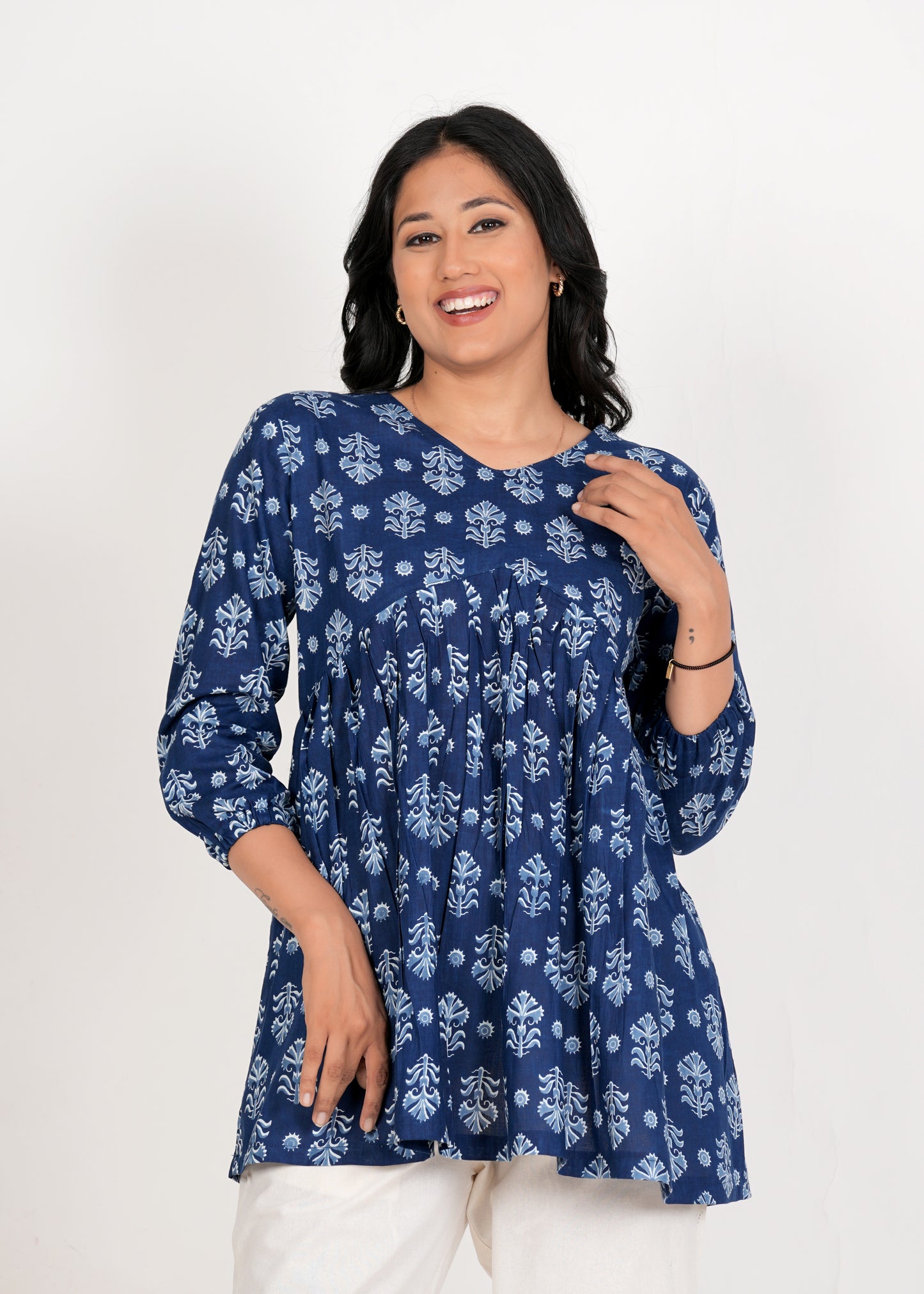 Cloud Burst Peplum Cotton Kurti