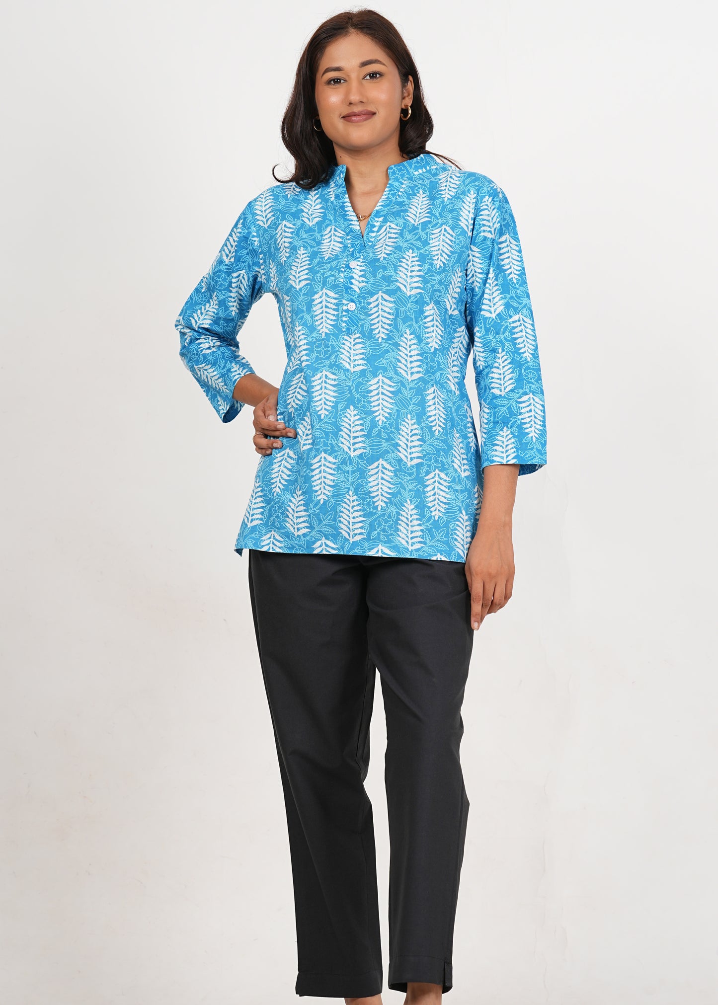 Celestial Blue Short Straight Cotton Kurta