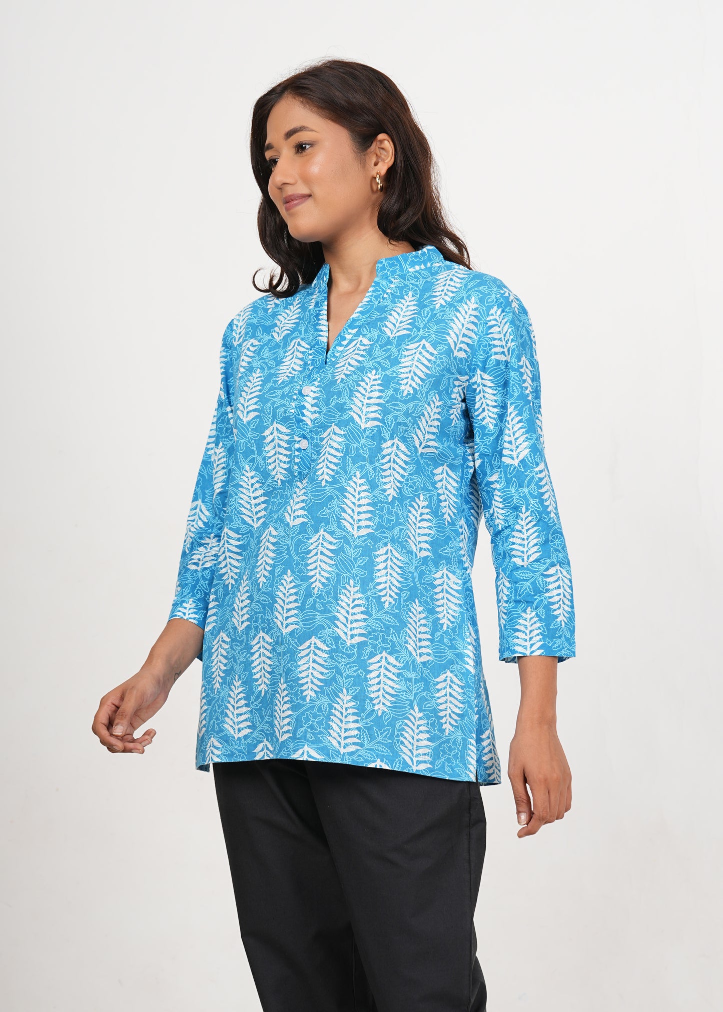 Celestial Blue Short Straight Cotton Kurta