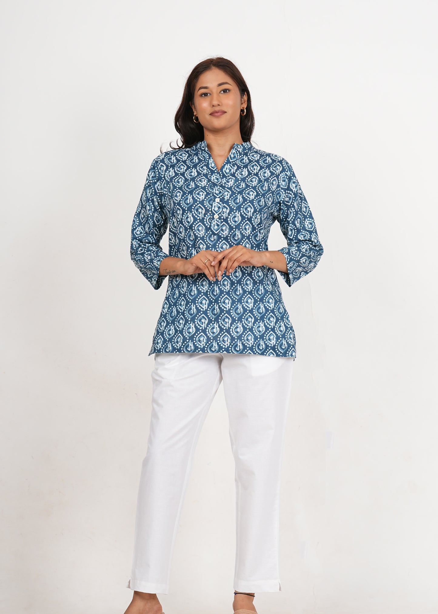 Blue Jay Short Straight Cotton Kurta