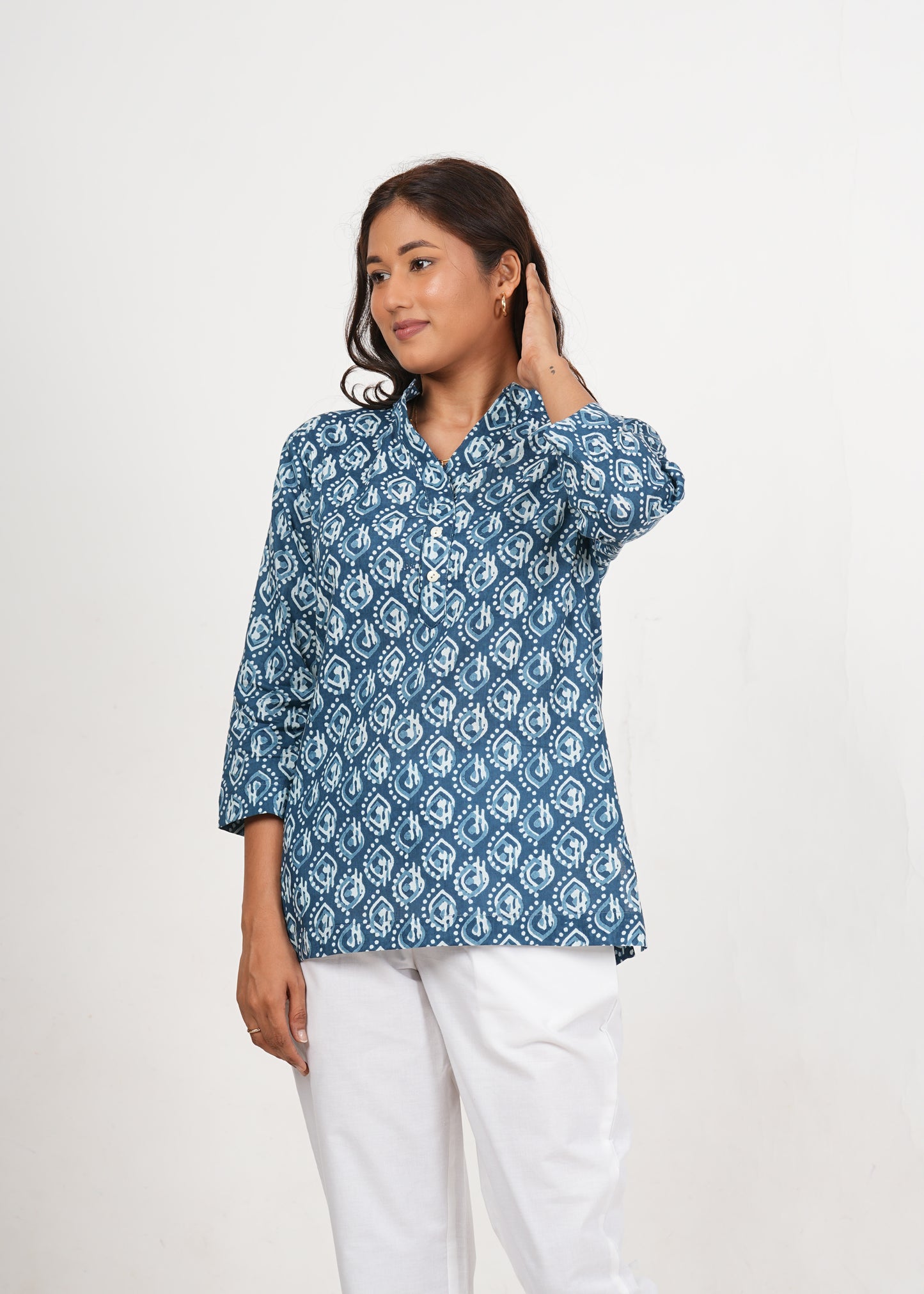 Blue Jay Short Straight Cotton Kurta