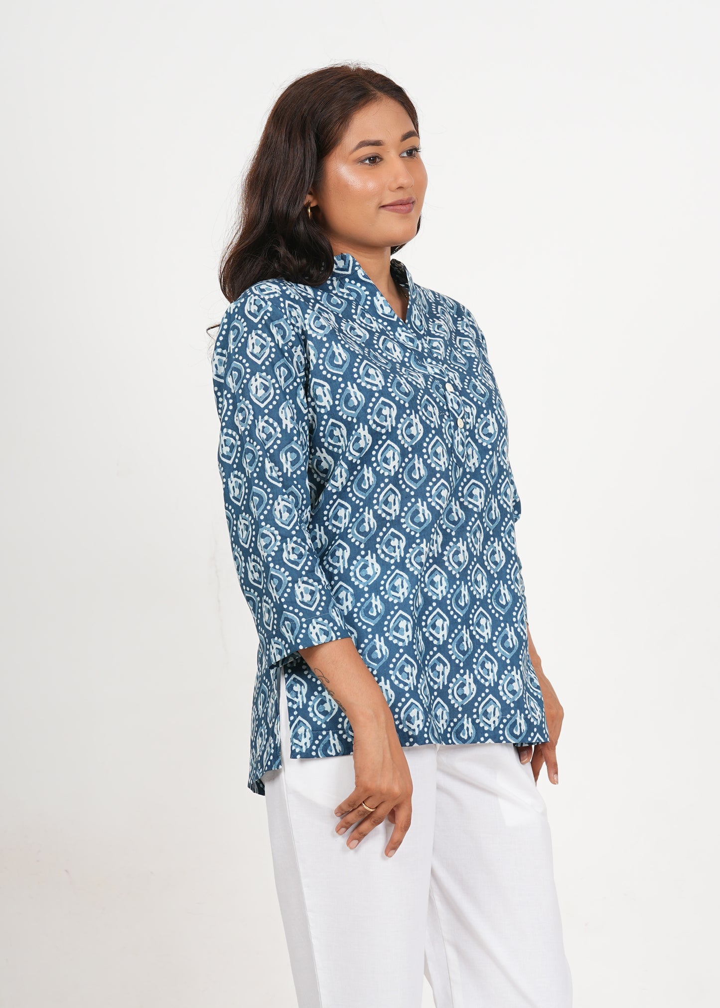 Blue Jay Short Straight Cotton Kurta