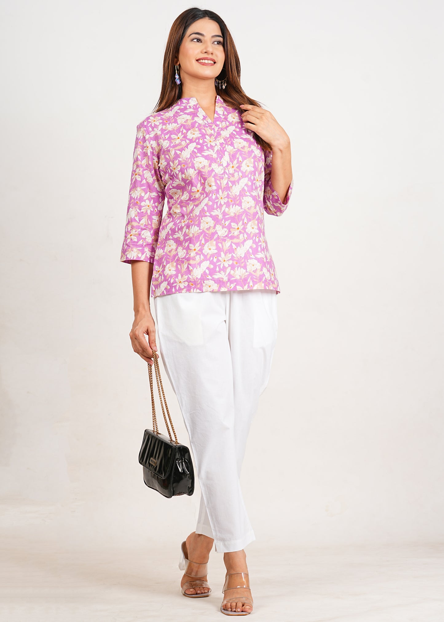 Light Orchid Short Straight Cotton Kurta