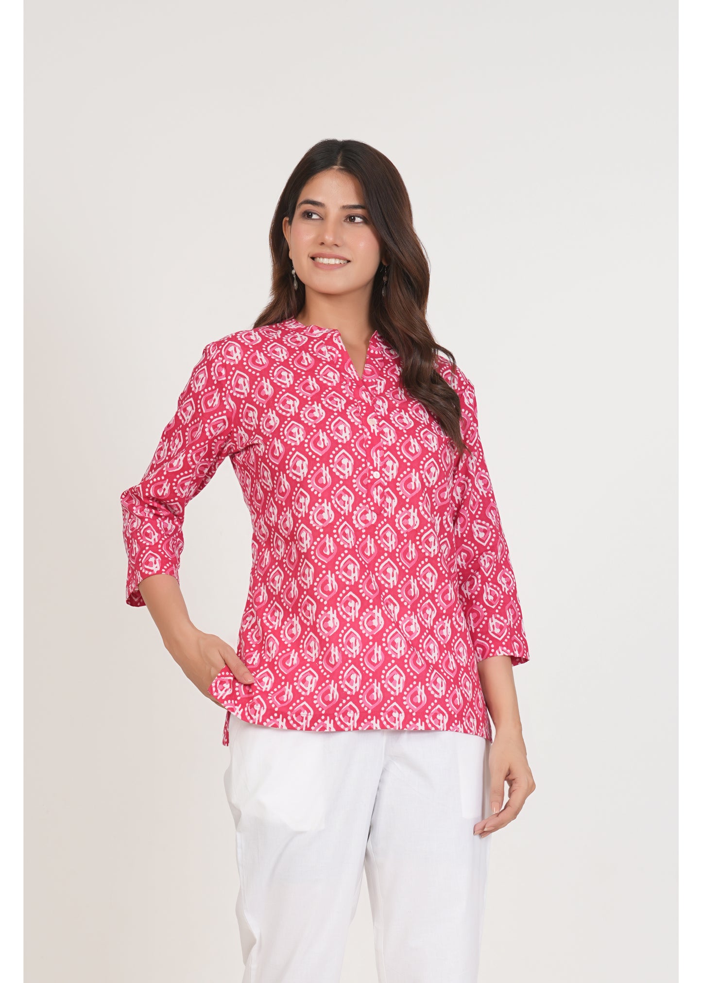 Warm Pink Short Straight Cotton Kurta