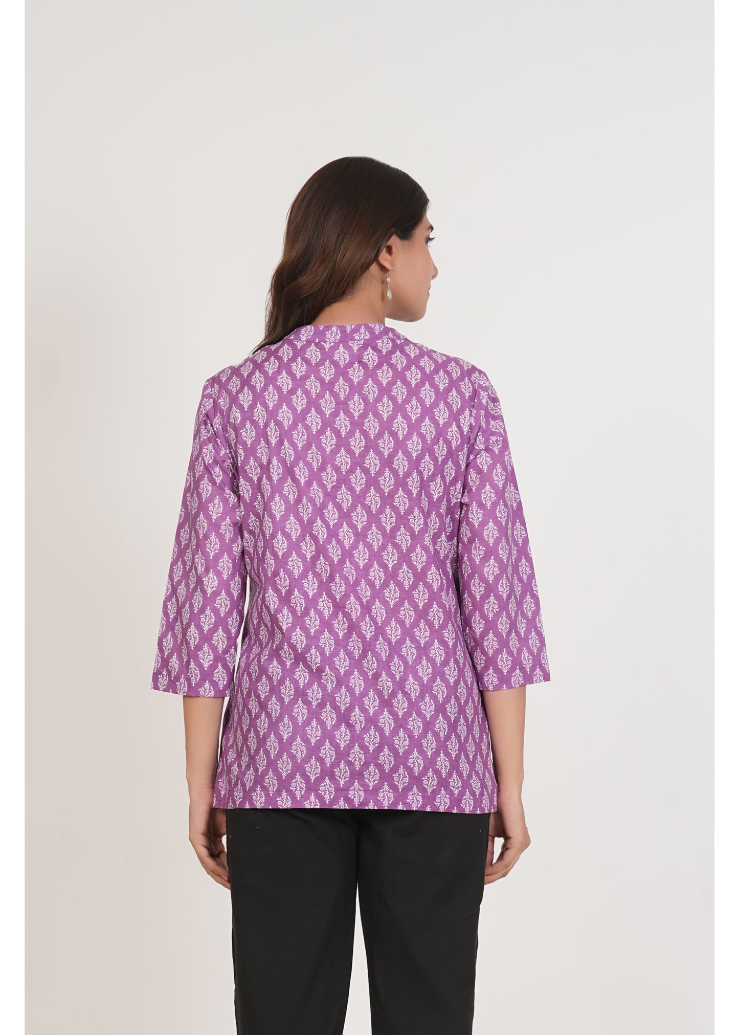 Dark Lilac Short Straight Cotton Kurta