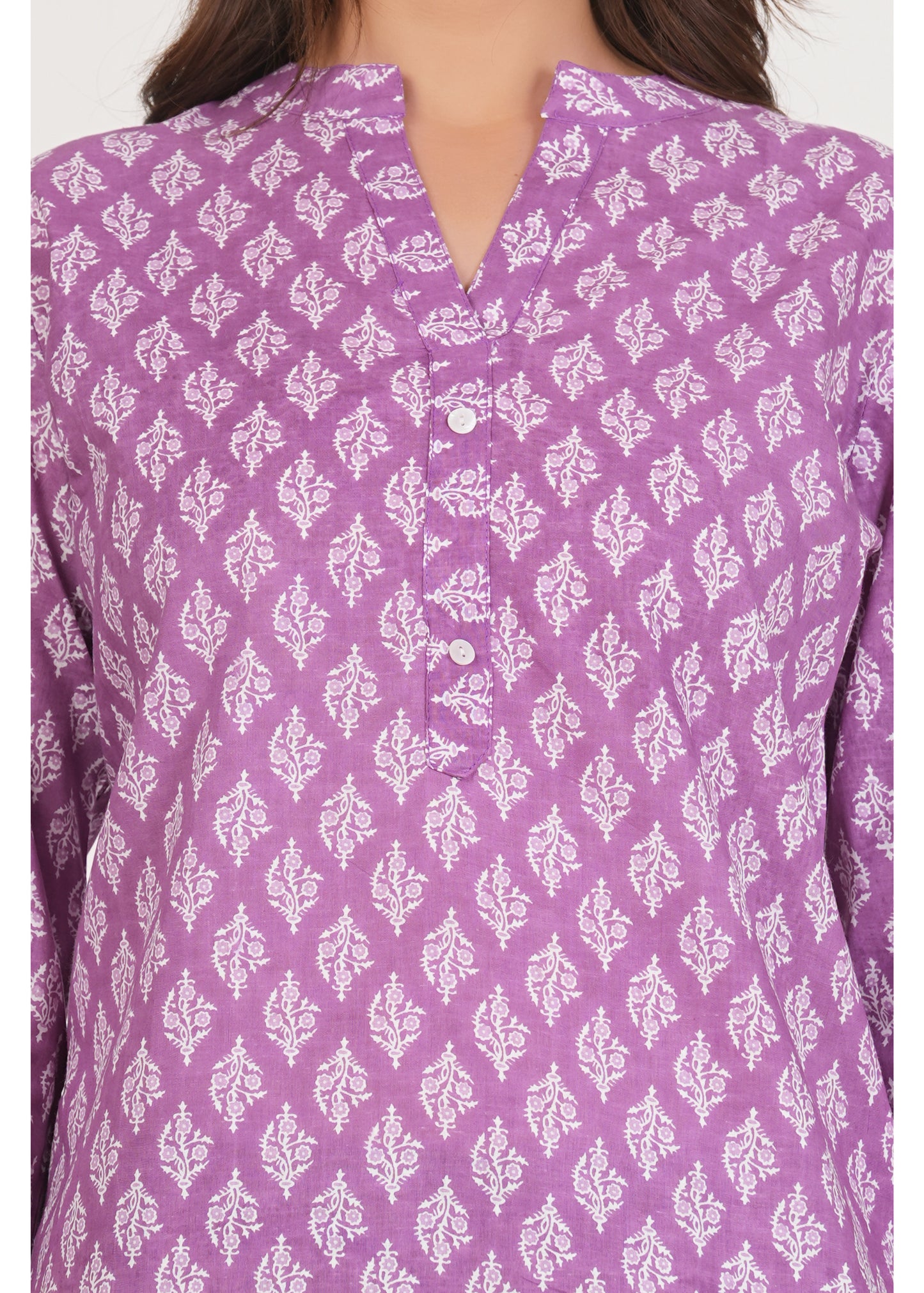 Dark Lilac Short Straight Cotton Kurta