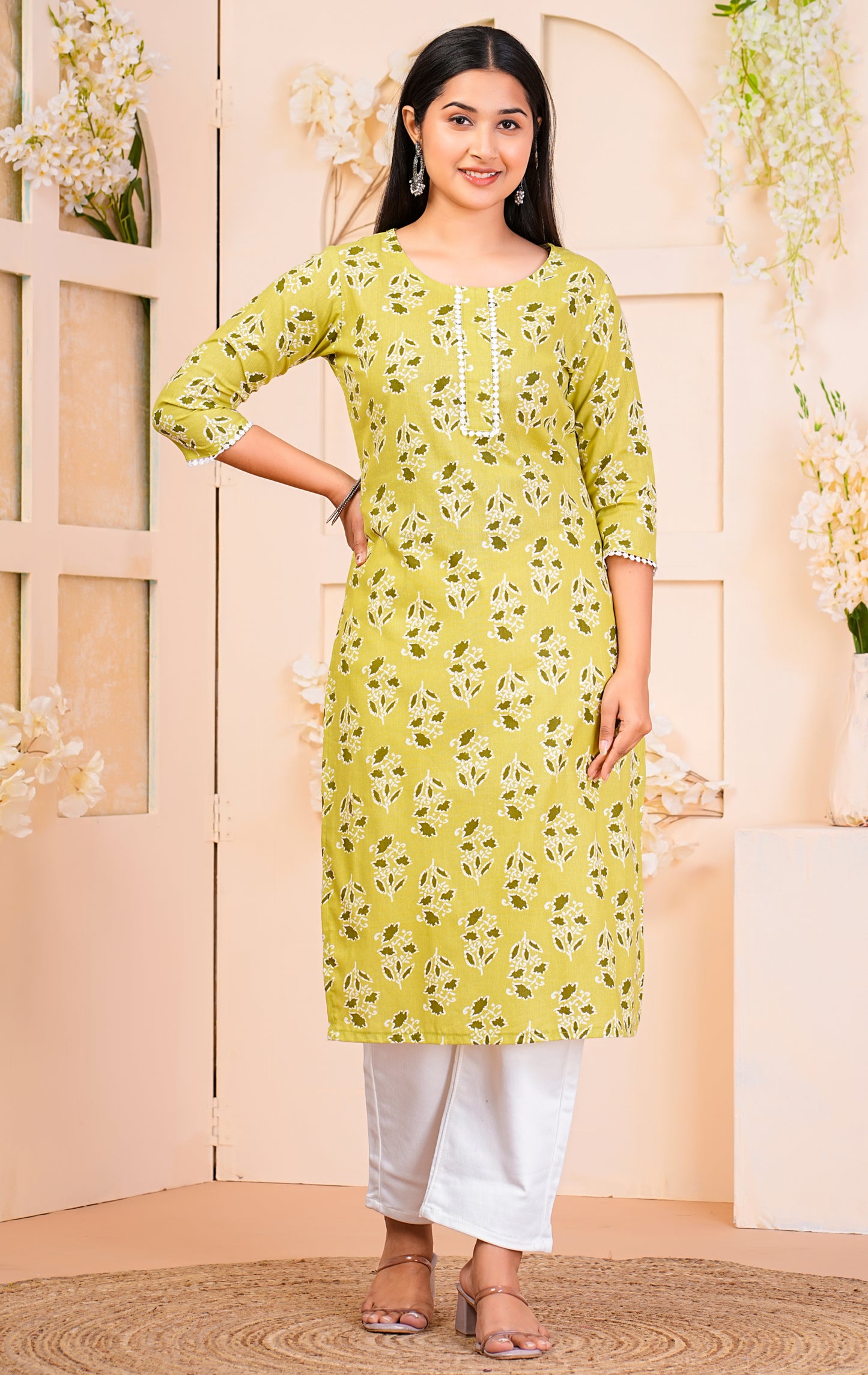 Light Green Long Cotton Kurta