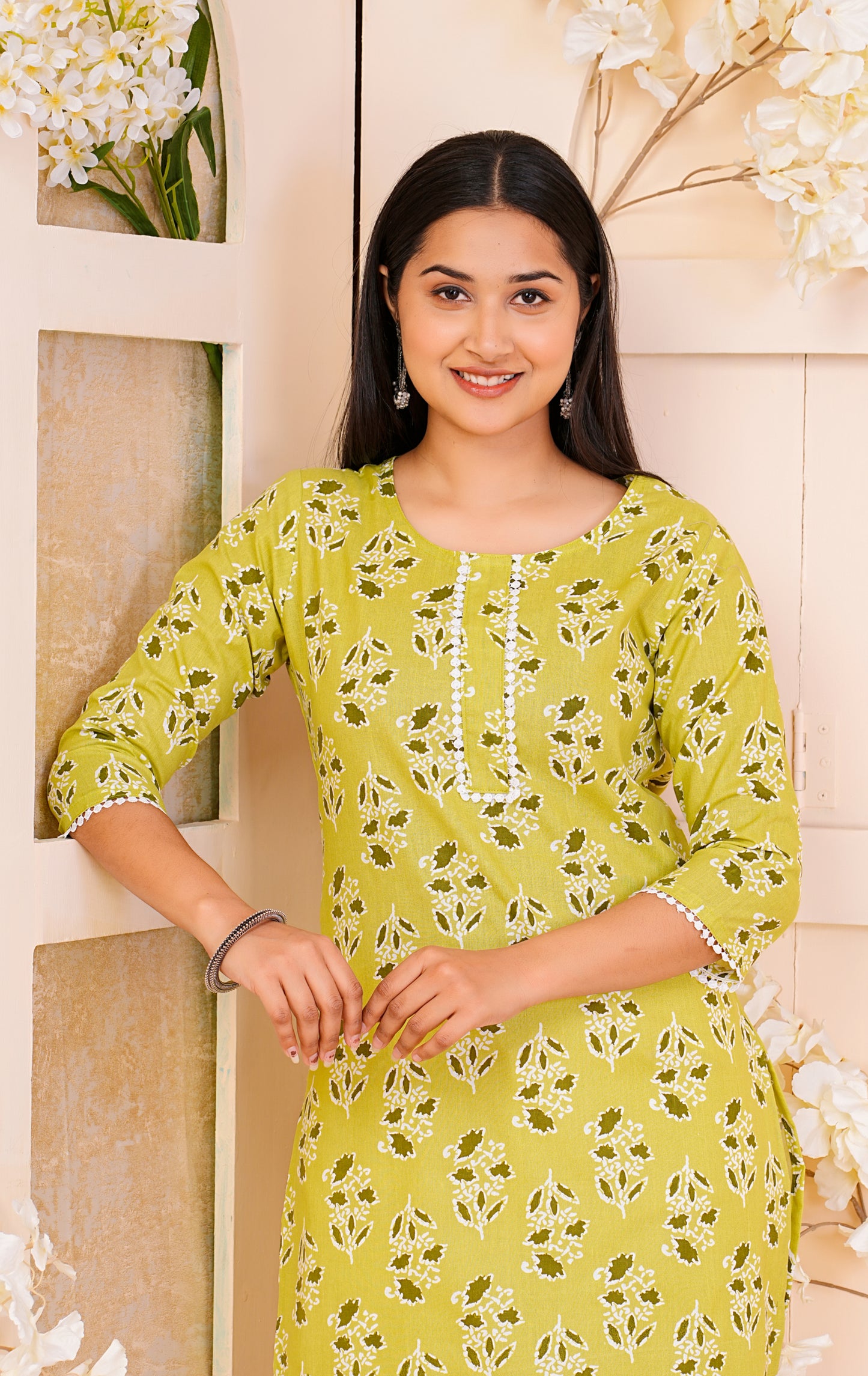 Light Green Long Cotton Kurta