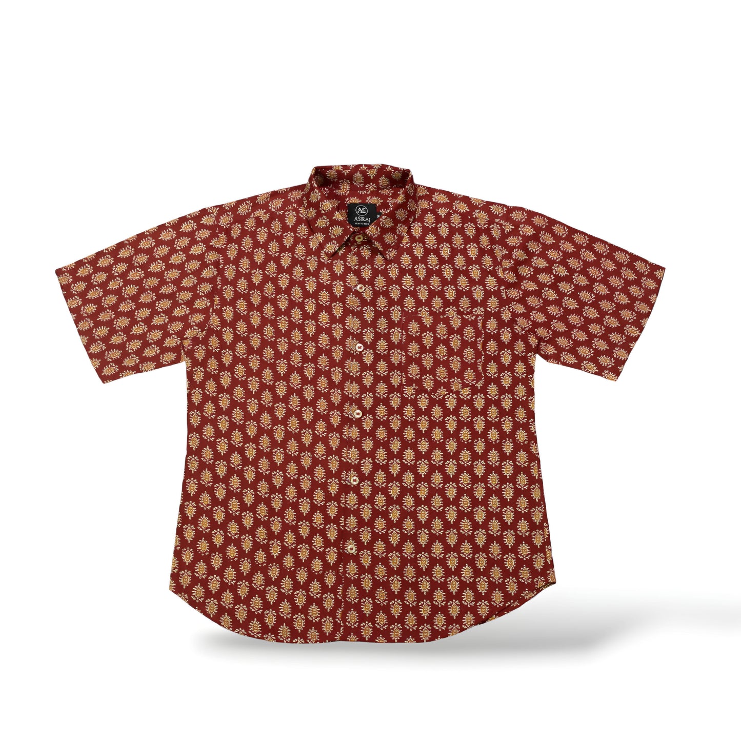 Maroon Cotton Printed Shirt