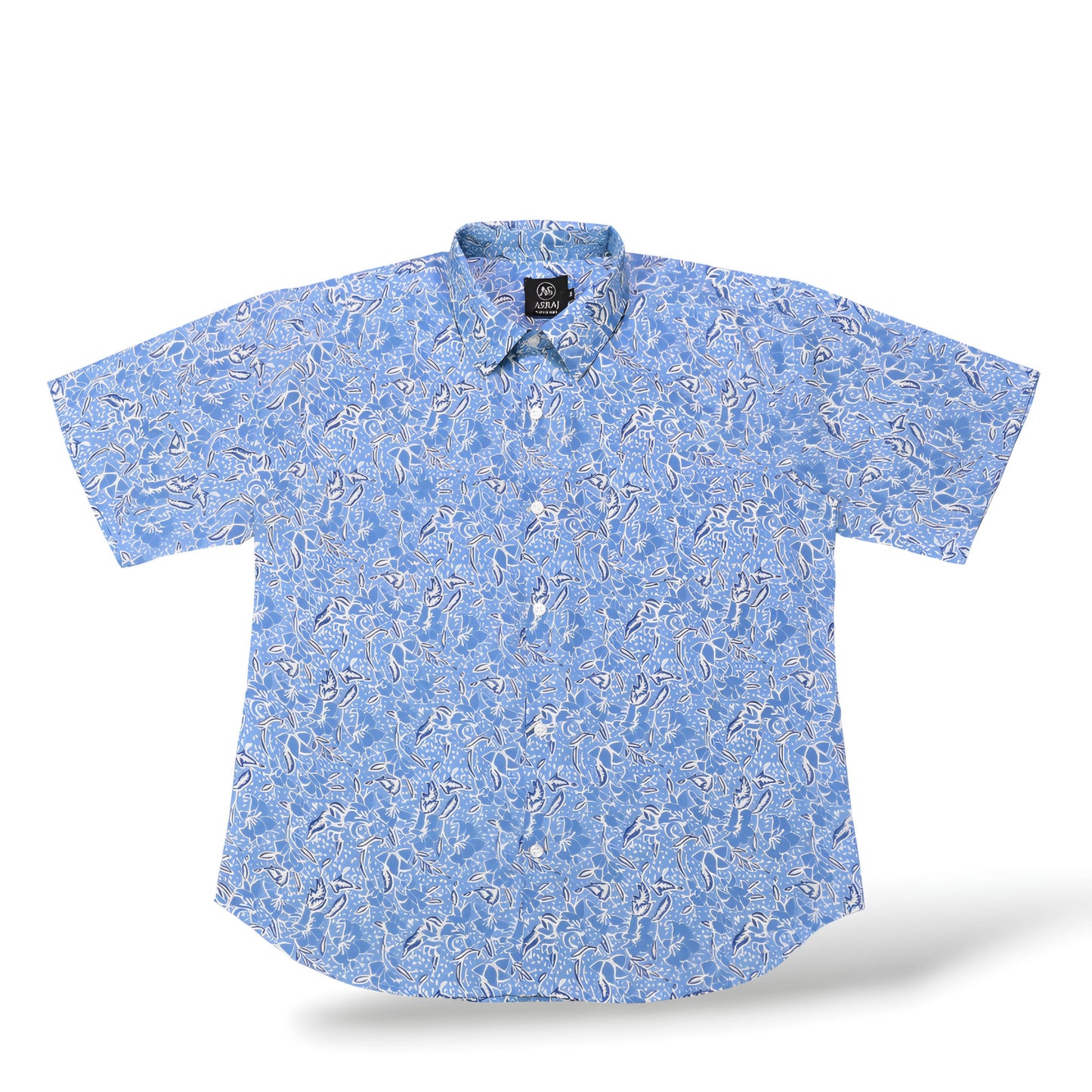 Sky Blue Cotton Printed Shirt