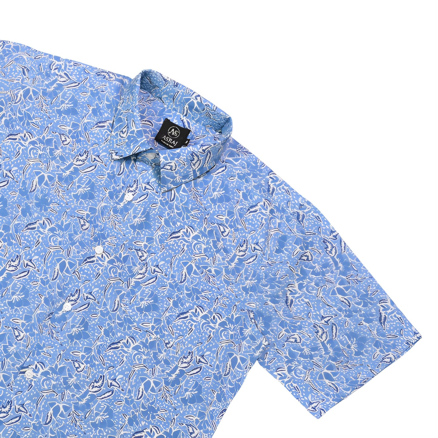 Sky Blue Cotton Printed Shirt