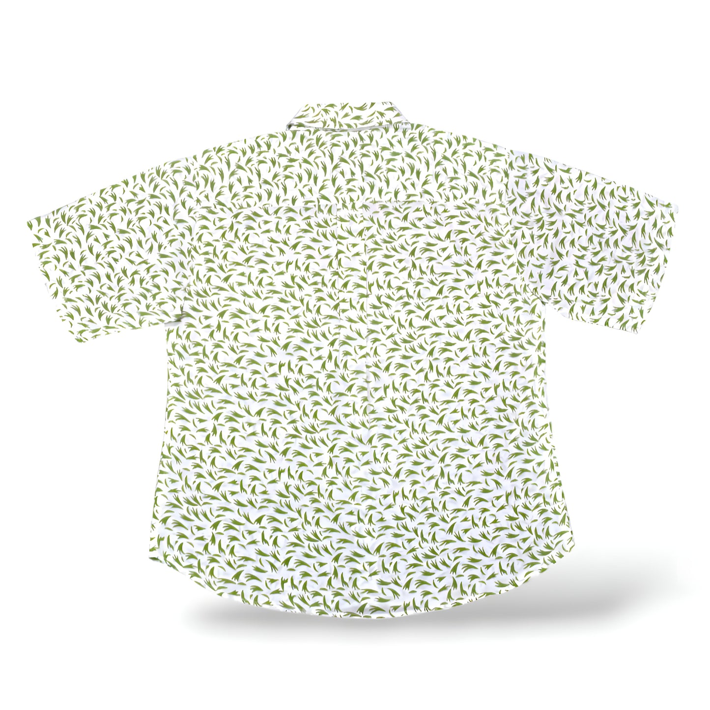 White & Green Textured Cotton Printed Shirt