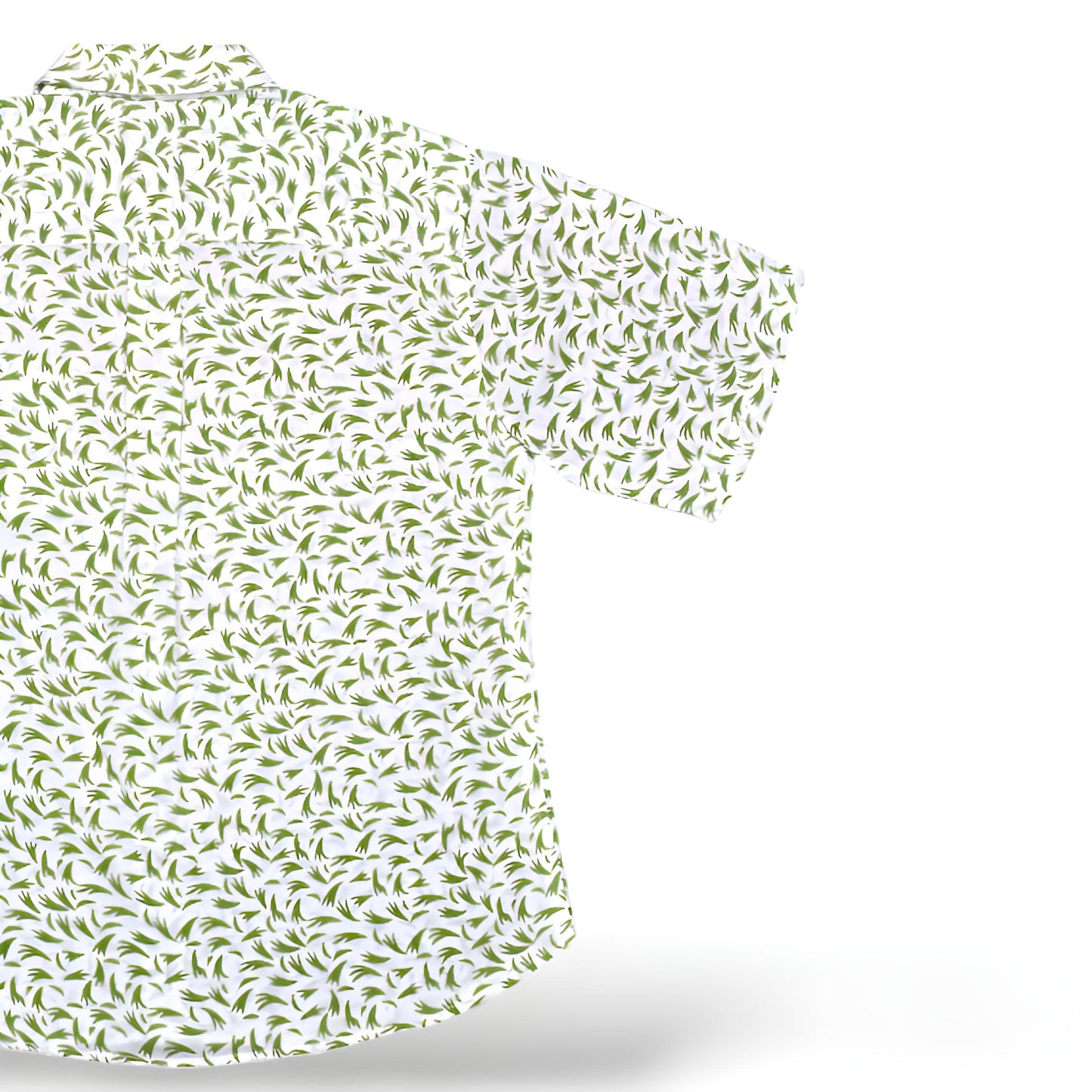 White & Green Textured Cotton Printed Shirt